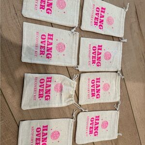 Canvas Drawstring Bags with Pink Hangover Recovery Kit (8) Bachelorette Bridal